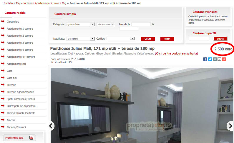apartament 2500 euro